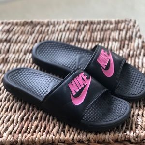 Nike Slides, Black and Pink